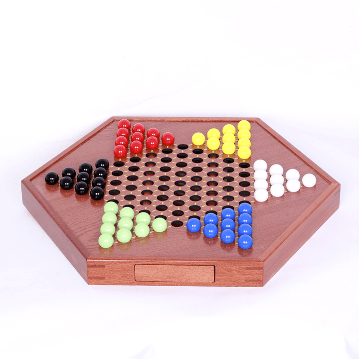 Children'S Educational Hexagonal Wooden Checker Board - MRSLM