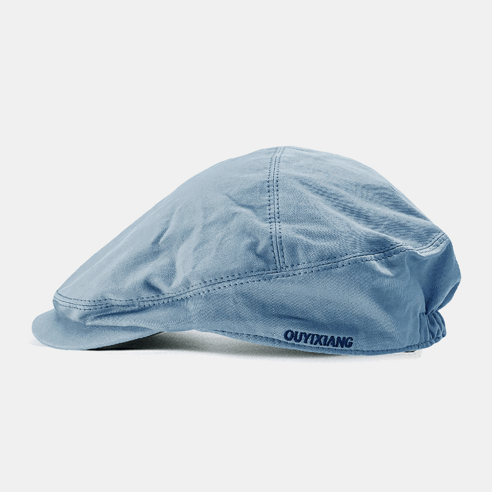 Men Cotton Letter Embroidery Adjustable Sunshade Thin Forward Hat Flat Hat Beret Hat - MRSLM