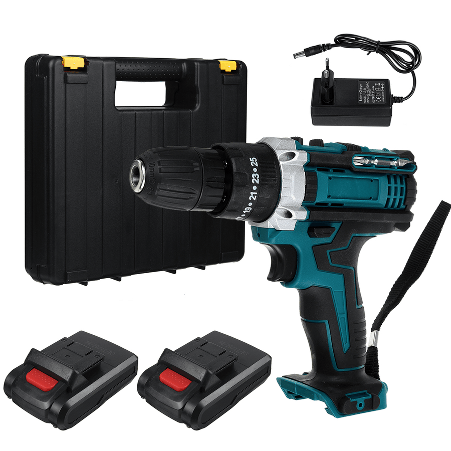 3-In-1 Cordless Electric Impact Drill Hammer 25+3 Torque 2 Speed W/ 1Pc or 2Pcs Battery - MRSLM