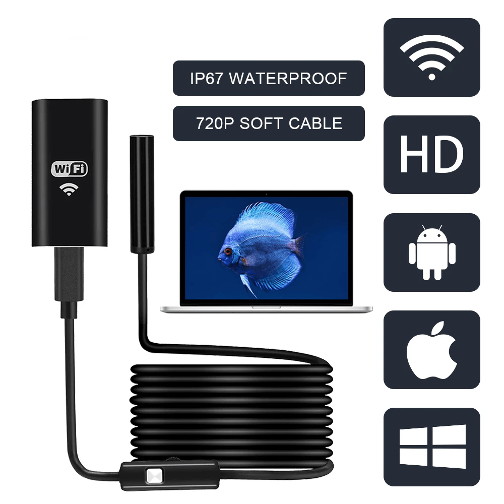 Wireless Endoscope Camera Wifi 1200P HD Borescope Inspection Camera IP68 Waterproof Snake Camera for Iphone Android for Inspecting Motor Engine Sewer Pipe Vehicle - MRSLM