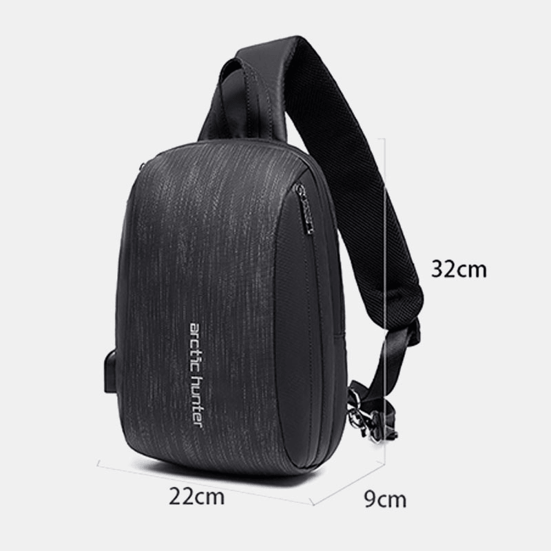 Men Fashion Casual Chest Bag Shoulder Bag Crossbody Bag with USB Charging Port - MRSLM