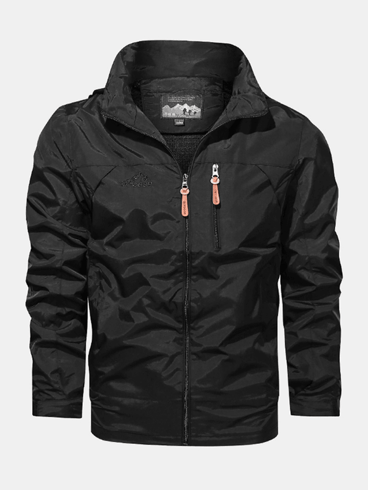 Mens Windproof Multi Pocket Windproof Waterproof Zipper Hooded Jacket - MRSLM