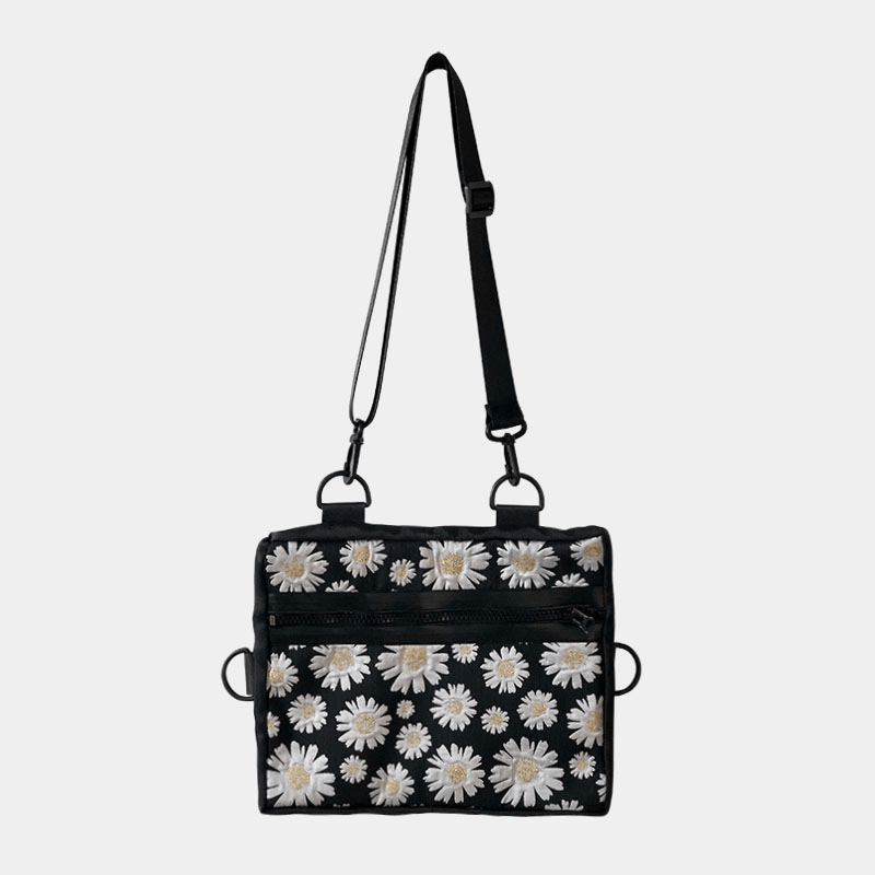 Women Daisy Casual Flower Nylon Crossbody Bag Shoulder Bag - MRSLM