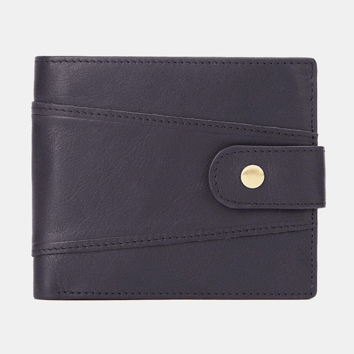 Men Genuine Leather Retro Business RFID Anti-Theft Multi-Slot Leather Cowhide Card Holder Wallet - MRSLM