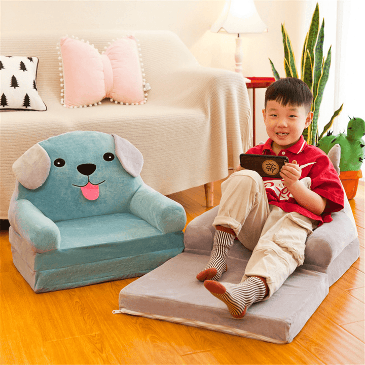 2 in 1 Flip Open Couch Seat Cartoon Foldable Kid Sofa for Infant Toddler - MRSLM