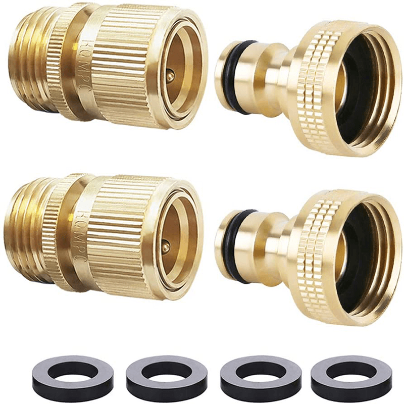 Garden Hose Quick Joint Solid Brass 3/4 Quick Connector Garden Hose Fitting Water Hose Connectors - MRSLM