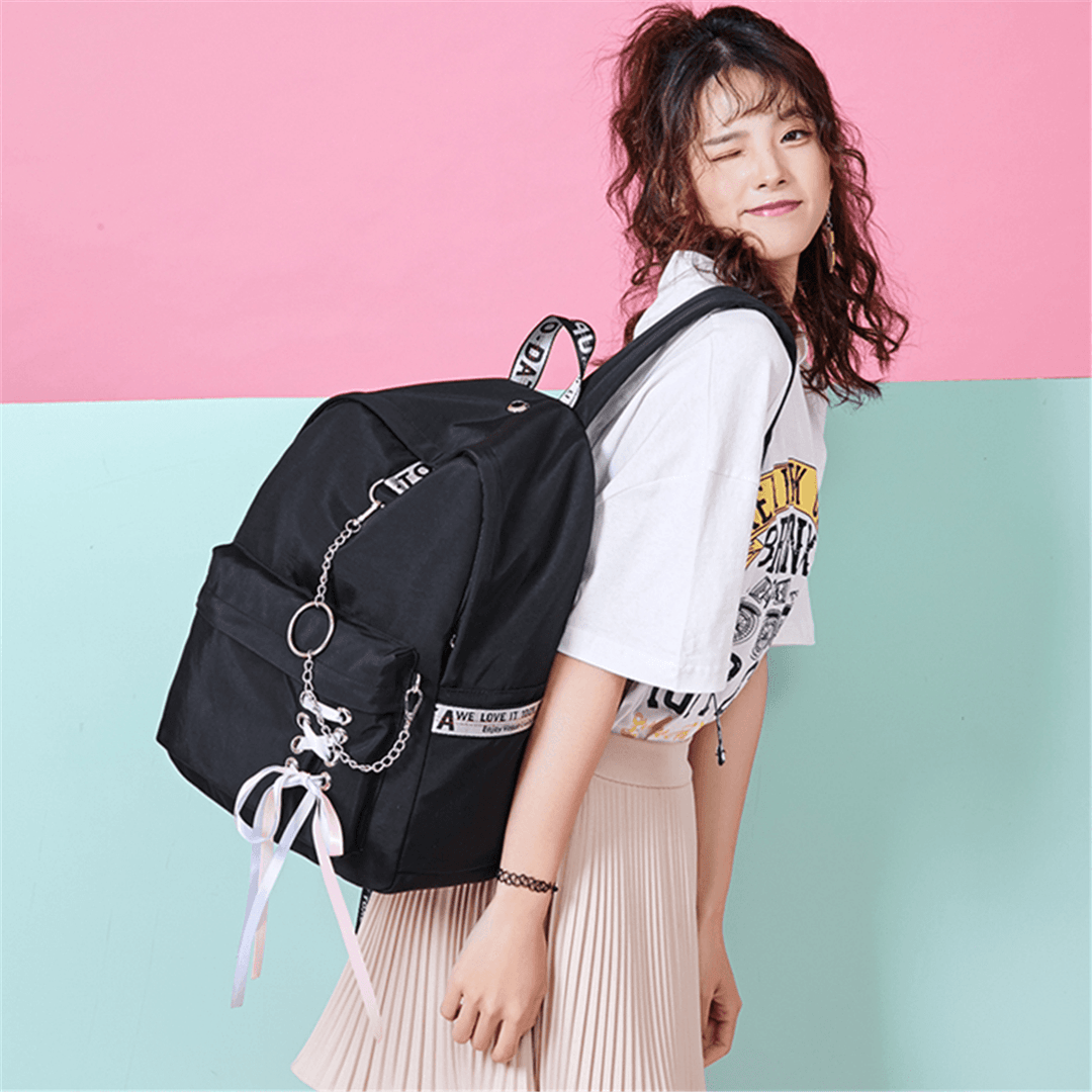 12L/18L Women USB Port Backpack Waterproof School Shoulder Bag Teenager Girls Handbag Outdoor Travel - MRSLM