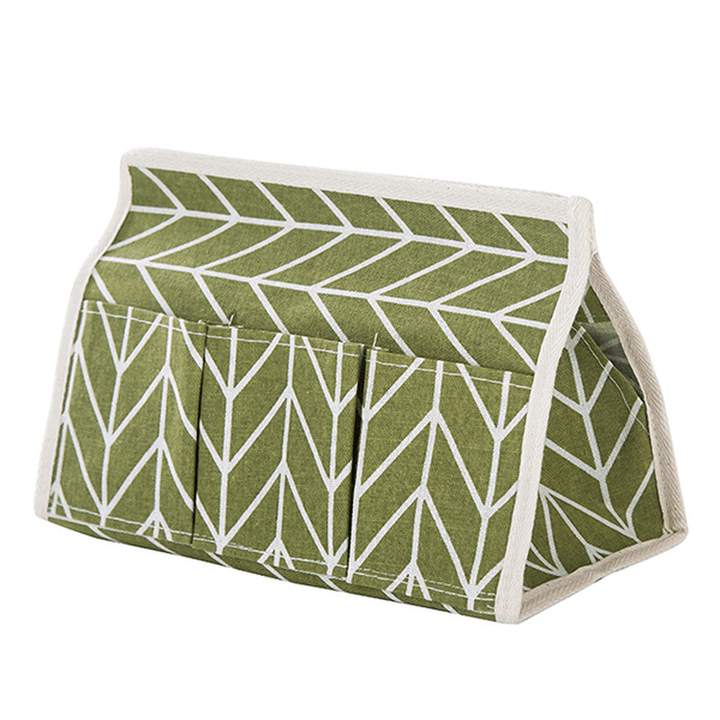 Creative Linen Cloth Tissue Box Multifunctional Six-Pocket Drawer Box Desktop Storage Box - MRSLM