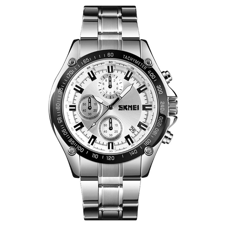 SKMEI 1393 Stainless Steel Business Style Waterproof Date Display Men Wrist Watch Quartz Watches - MRSLM