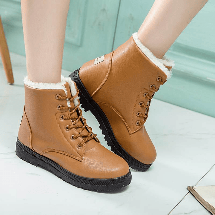 Women Casual Comfy Keep Warm Fur Lining Snow Boots - MRSLM