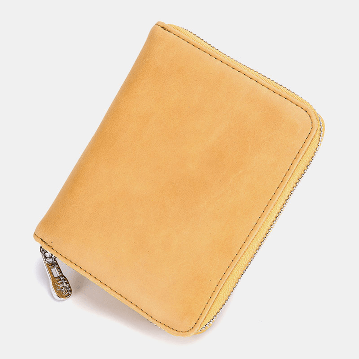 Women Genuine Leather RFID Anti-Theft Organ Design Milti-Card Slot Card Bag Card Holder Wallet - MRSLM