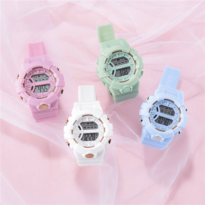 HONHX 592 Fashion Casual Time Week Display Silicone Strap LED Digital Watch Women Watch - MRSLM