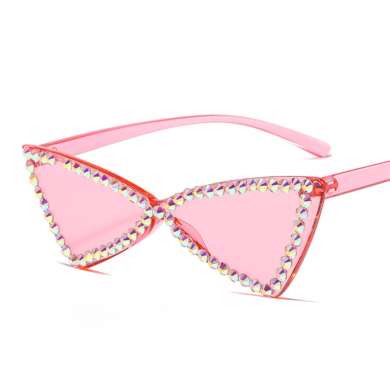 Retro Triangle Rimless Glasses Rhinestone Sunglasses Ladies Cat Eye Sunglasses - MRSLM