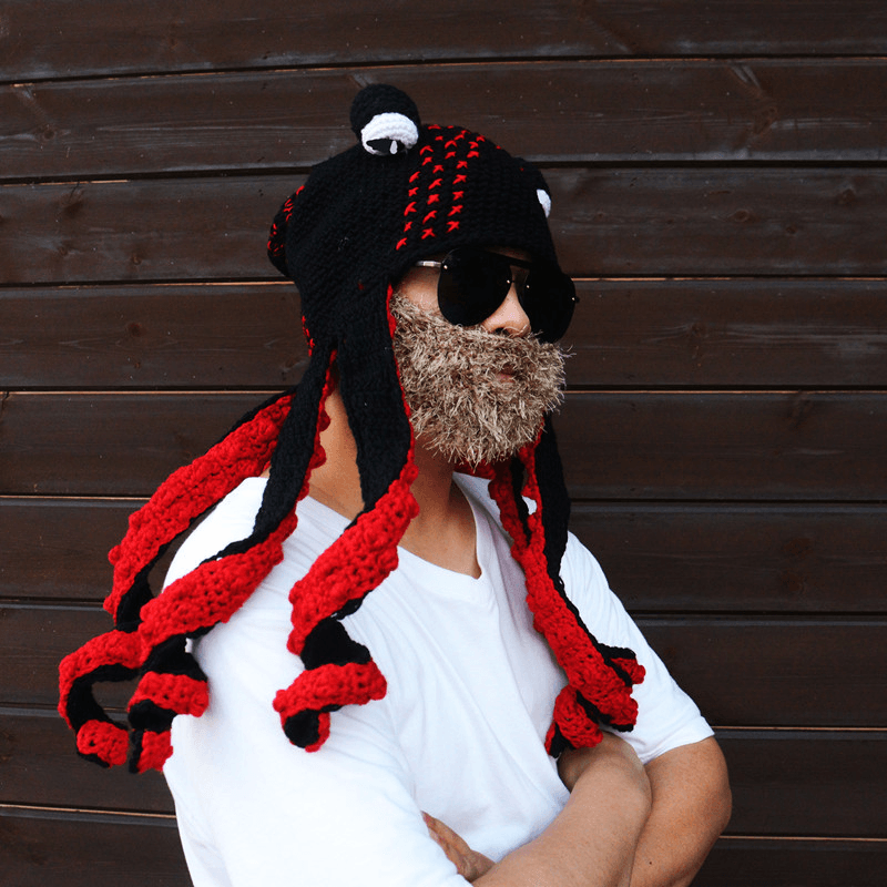 Octopus Hat Octopus Knitted Wool Hat plus Beard - MRSLM