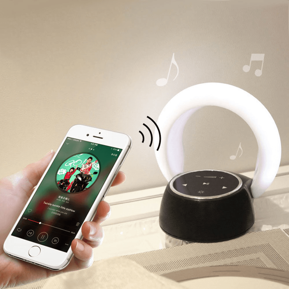 Night Light Wireless Bluetooth Speaker Stereo Sound Fingertip Touch Speaker Lamp Audio Music Player - MRSLM