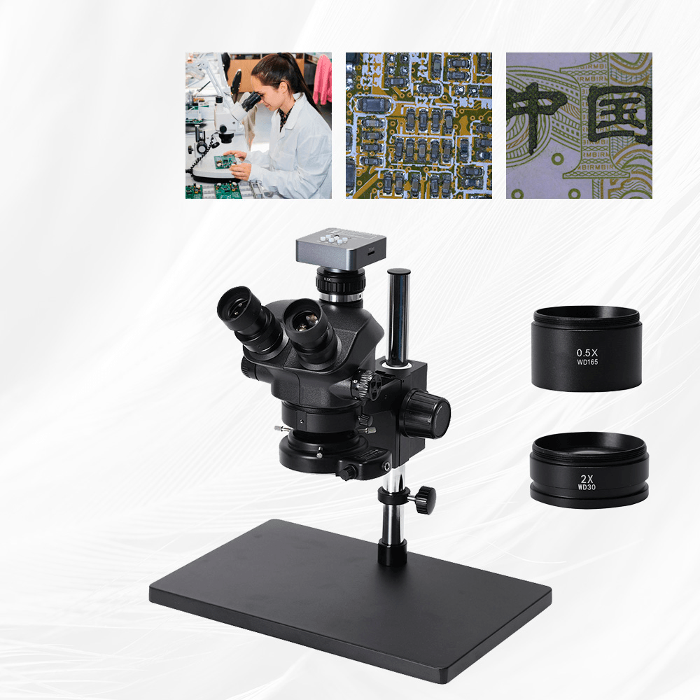 48MP 3.5X-100X Simul-Focal Trinocular Stereo Microscope with Zoom Big Table Stand Soldering PCB Jewelry Repair Kit - MRSLM