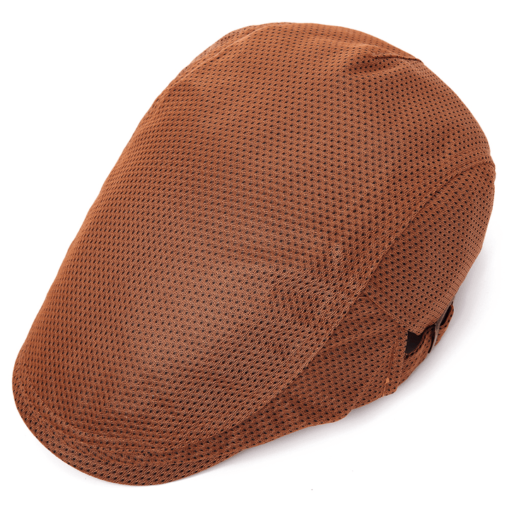 Men Polyester Mesh Breathable Beret Hat Ivy Newsboy Caps - MRSLM