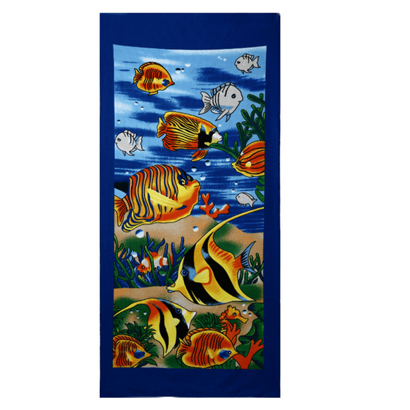 70X150Cm Blue Dolphin Penguin Print Absorbent Microfiber Beach Towels Quick Dry Bath Towel - MRSLM