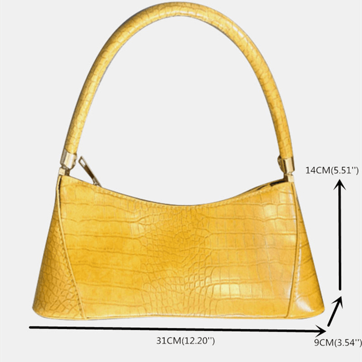 Women Solid Crocodile Pattern Satchel Shoulder Bag - MRSLM