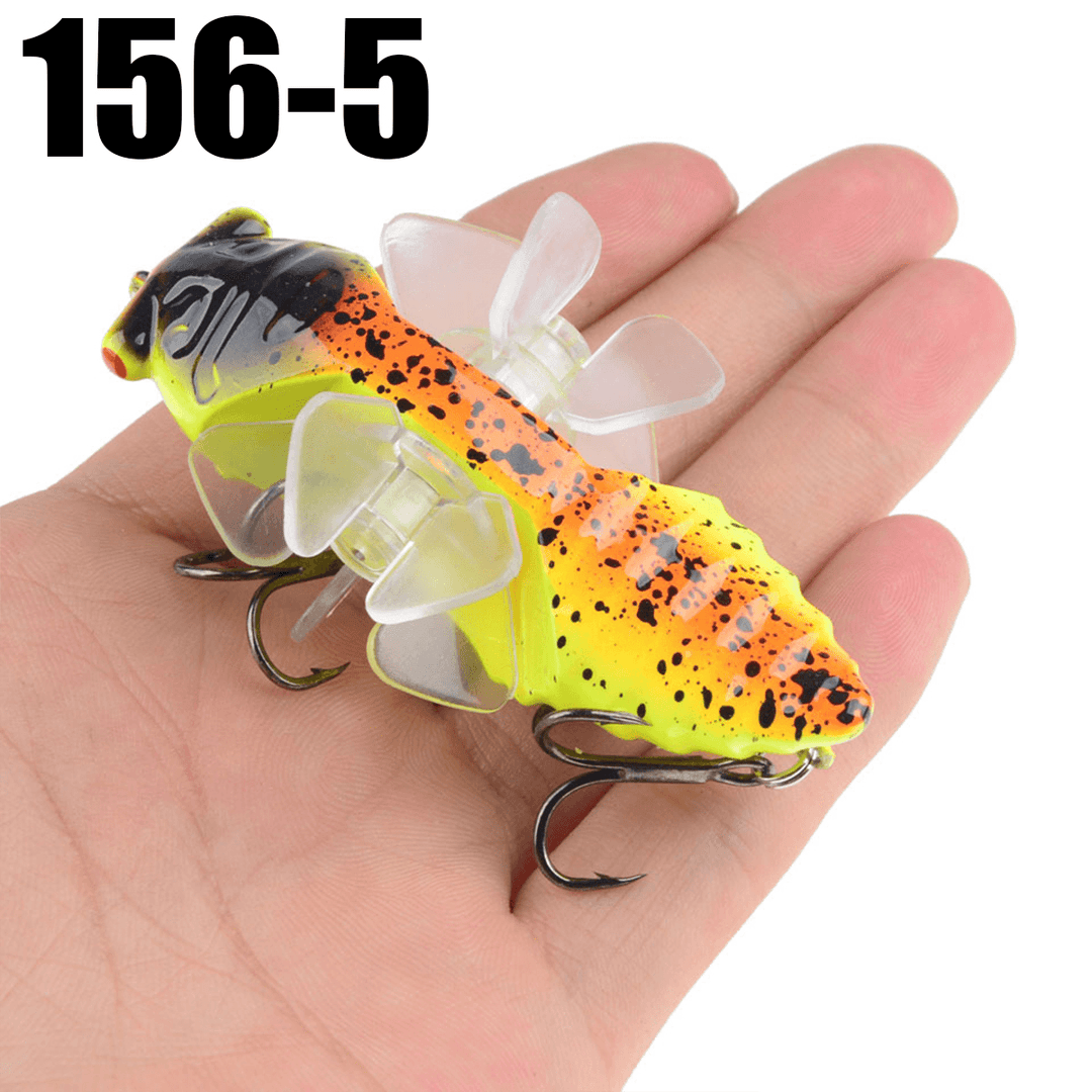 ZANLURE 1PSC 7.5Cm Artificial Bait Fishing Lure Insect Rotating Wings Swimbait Fishing Hook - MRSLM