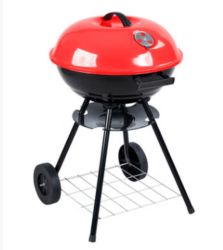 17Inch round Portable Heat Control Charcoal Grill with 2 Wheels Barbecue BBQ Kettle Outdoor Picnic Camping Cooking Grate - MRSLM