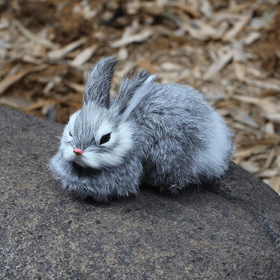 15Cm Mini Realistic Cute White Plush Rabbits Fur Lifelike Animal Furry Easter Bunny Stuffed Plush Toy - MRSLM