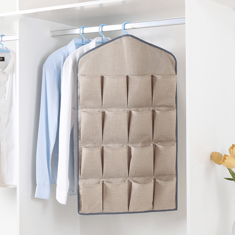 Oxford Cloth 16 Grid Hanging Bag Door Back Debris Storage Bag Cloth Hanger - MRSLM