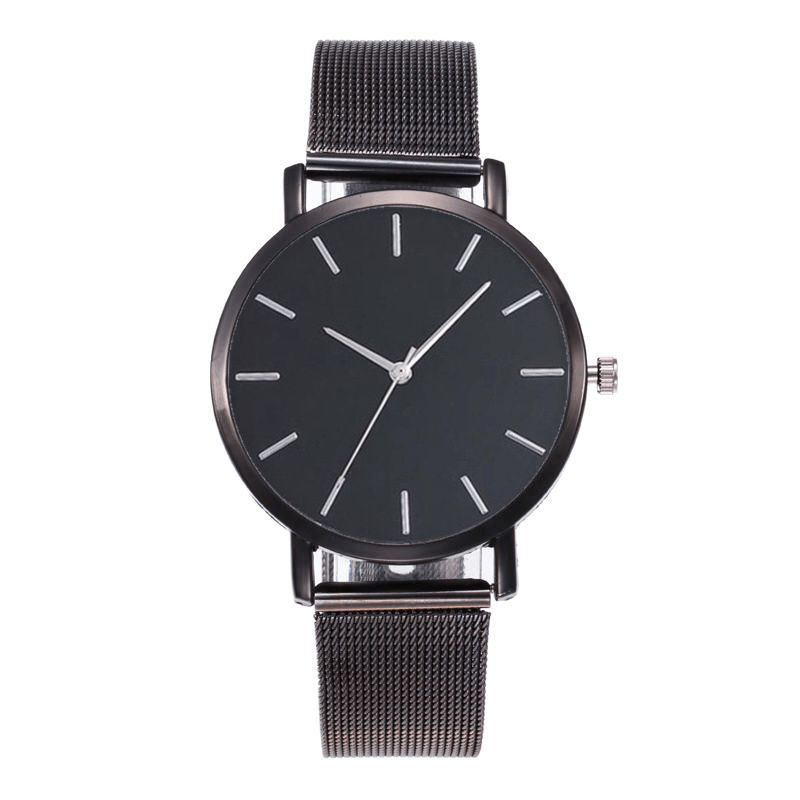 Casual Business Women Watch Full Alloy Case Mesh Band No Number Dial Quartz Watch - MRSLM