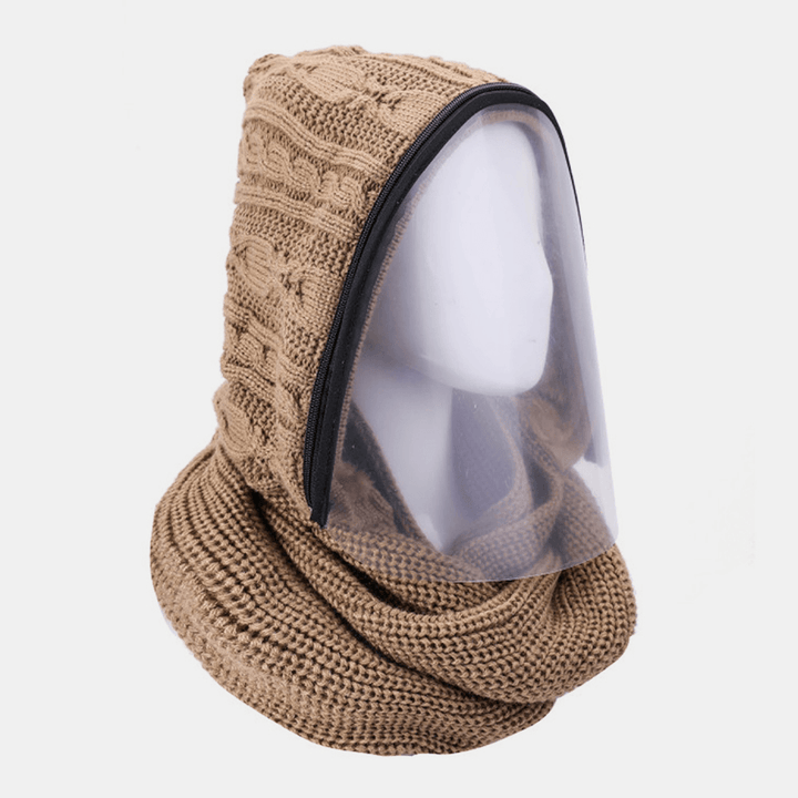 Unisex Detachable Keep Warm Dustproof Zipper Neck Protection Knitted Face Mask Scarf - MRSLM