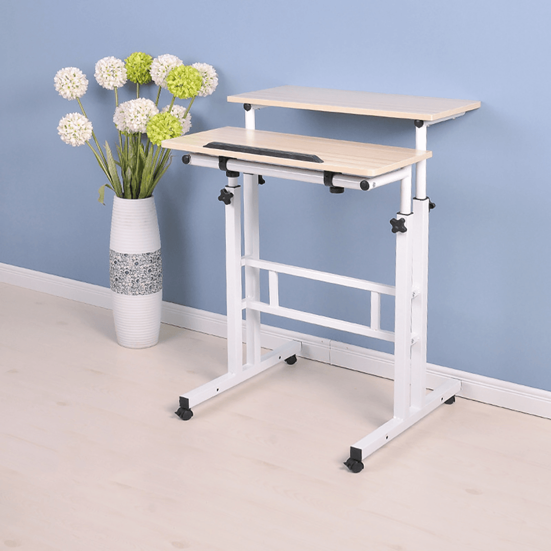 Mobile Standing Desk Computer Laptop Desk Sit-Stand Writing Study Table Workstation with Computer Case Rack - MRSLM