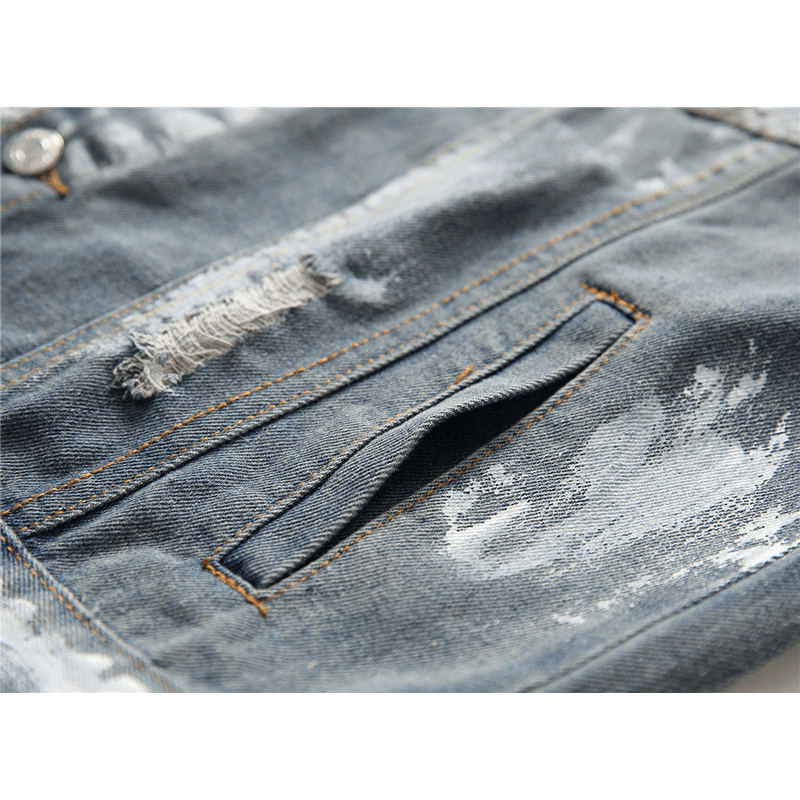 Retro Single Breasted Patched Denim Jacket - MRSLM