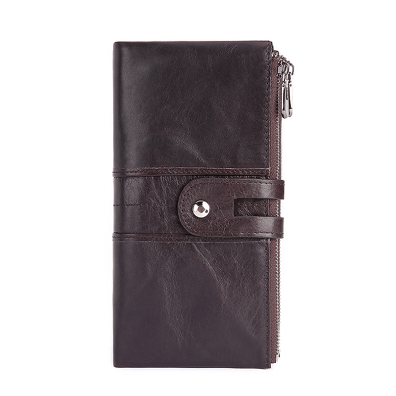 Women Genuine Leather RFID Antimagnetic Long Phone Wallet Card Holder Phone Bag - MRSLM