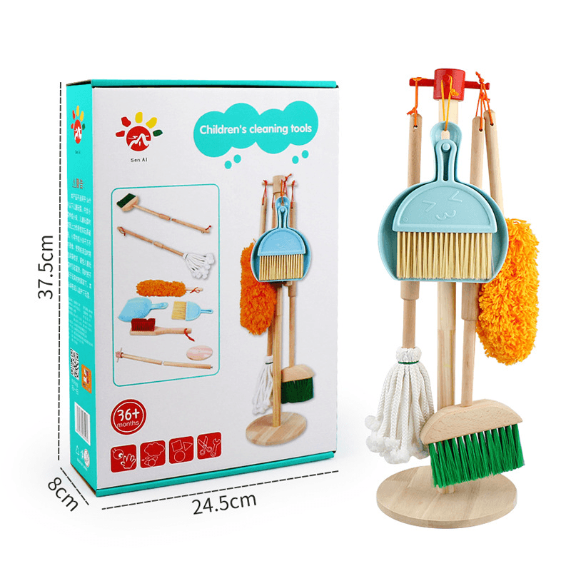 Wooden Simulation Play House Cleaning Kit - MRSLM