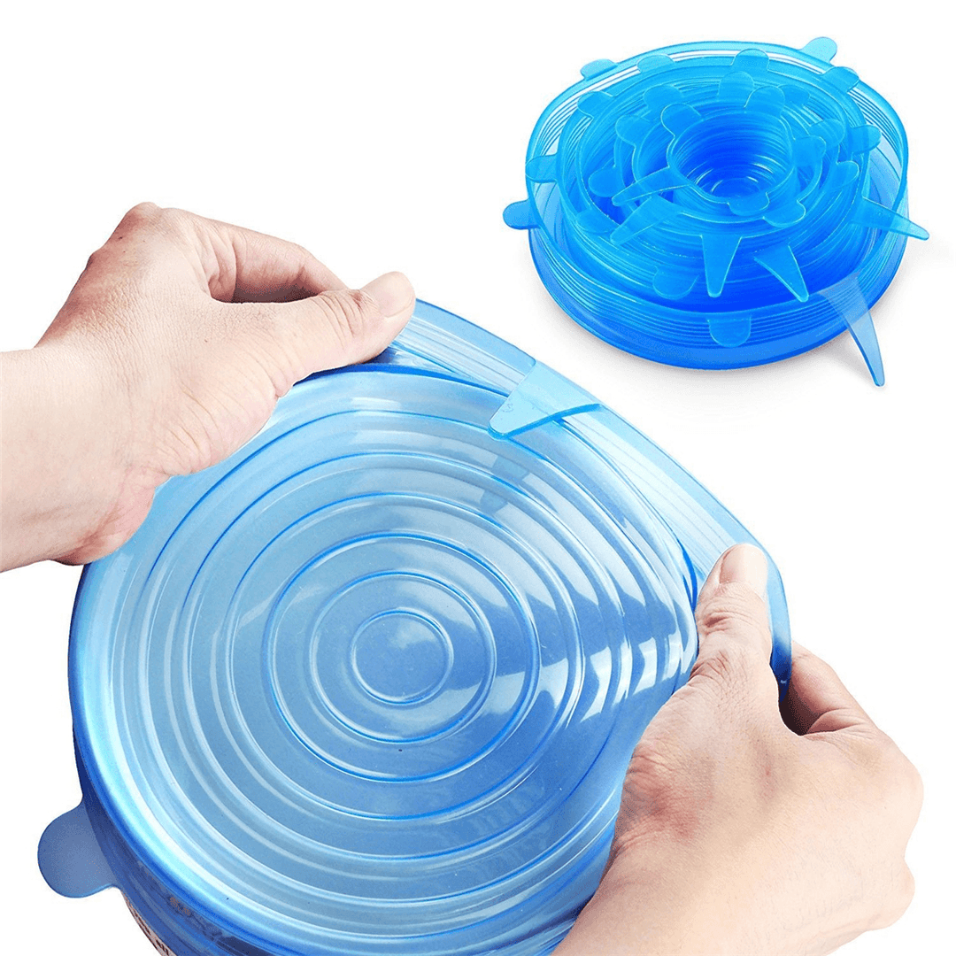 6Pcs / Set Silicone Wrap Stretch Universal Lid Camping Kitchen Vacuum Seal Suction Food Wrap Covers - MRSLM