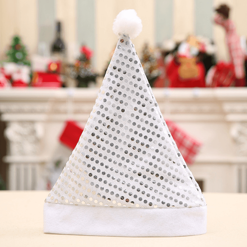 Santa Claus Sequins Hat Cap Christmas Decor Hat Adult Hats Xmas New Year'S Gifts for Home Party Supplies - MRSLM