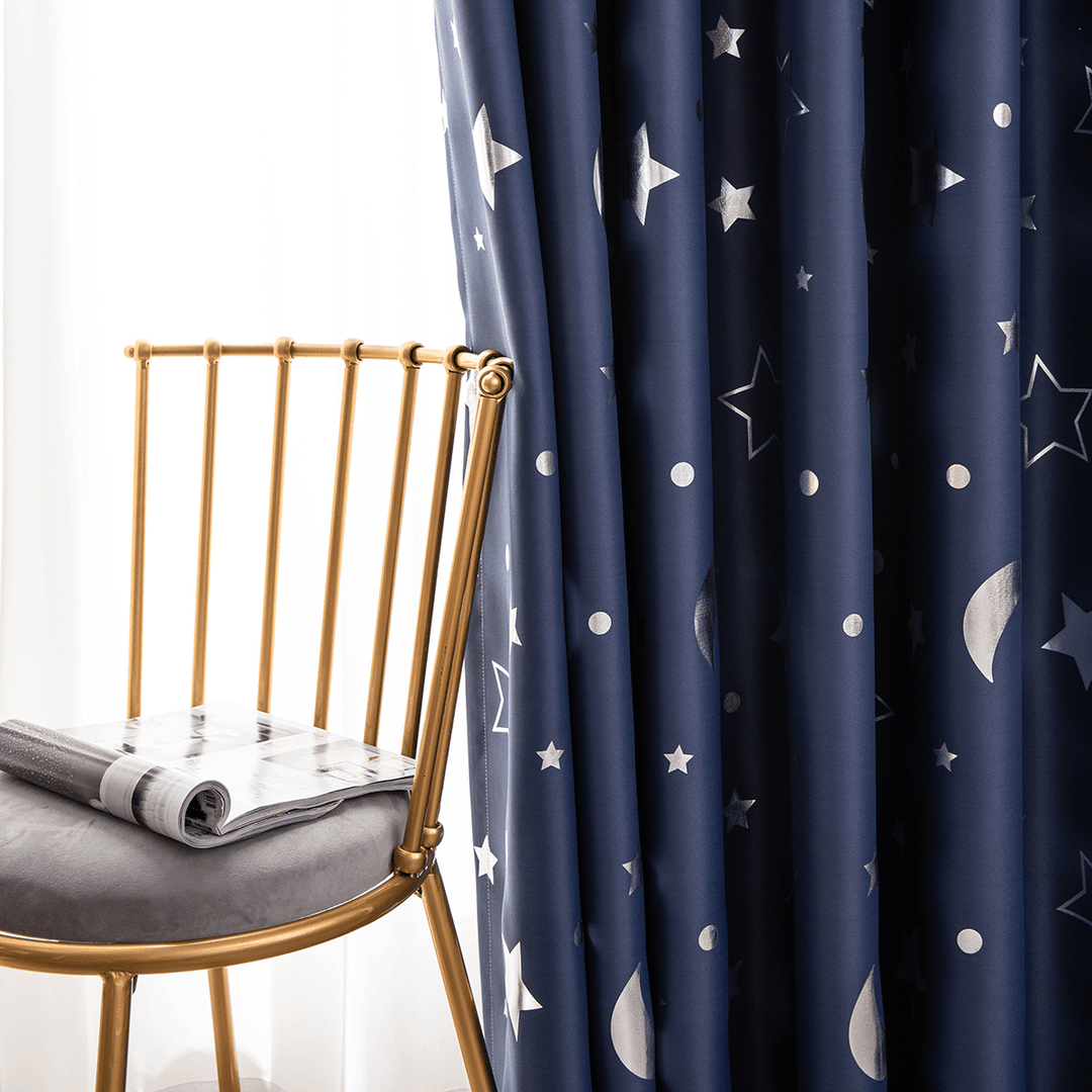 Polyester Window Curtains Moon Star Kids Child Bedroom Window Door Curtains for Living Room Home Decor - MRSLM