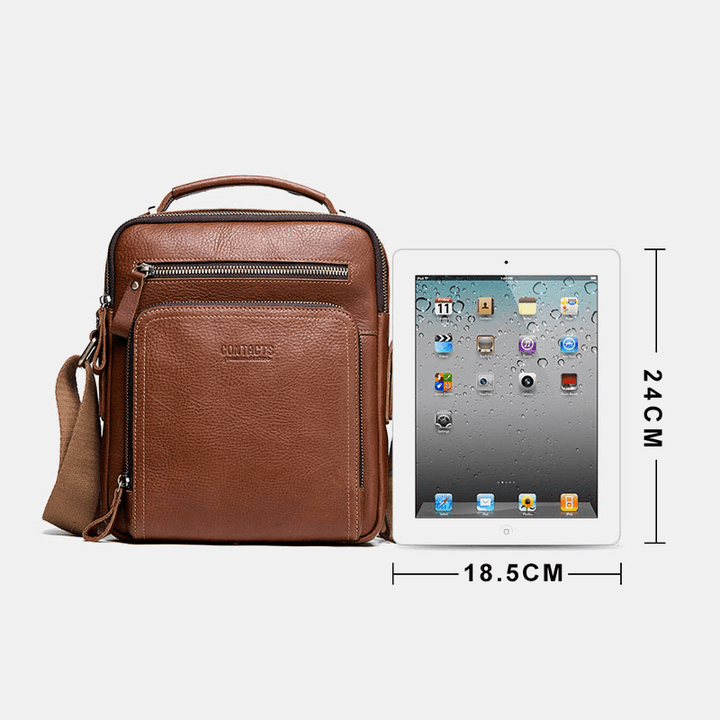 Men Genuine Leather Fashion Shoulder Bag Crossbody Bag Business Bag - MRSLM