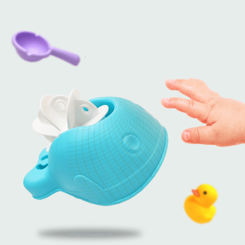 Rotating Whale Waterwheel and Scoop 3-Piece Baby Bath Toy - MRSLM