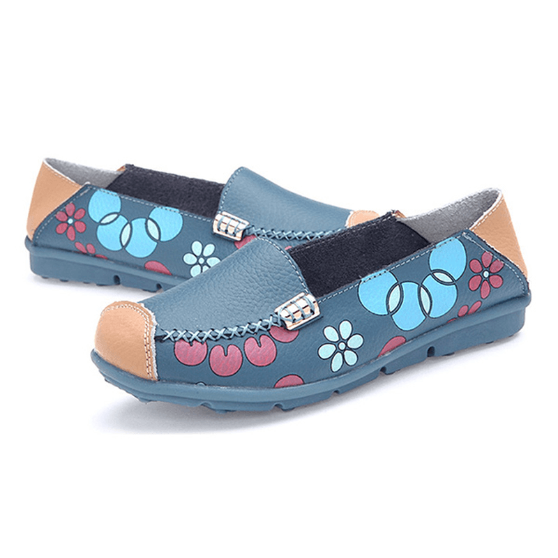 Women Flats Shoes Comfortable Breathable Slip on Flower Floral Flat Loafers Shoes - MRSLM