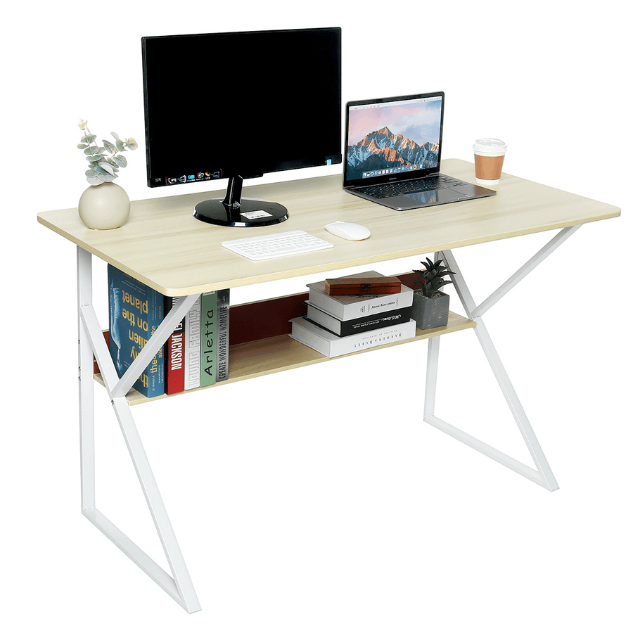 Computer Desk Student Writing Study Table Workstation Laptop Desk Game Table with Storage Shelf for Home Office Supplies - MRSLM