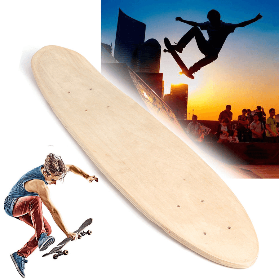 ALFAS Maple 7 Layers 24 Inch Skateboard DIY Fish Board Blank Deck Plate Street Cruising - MRSLM