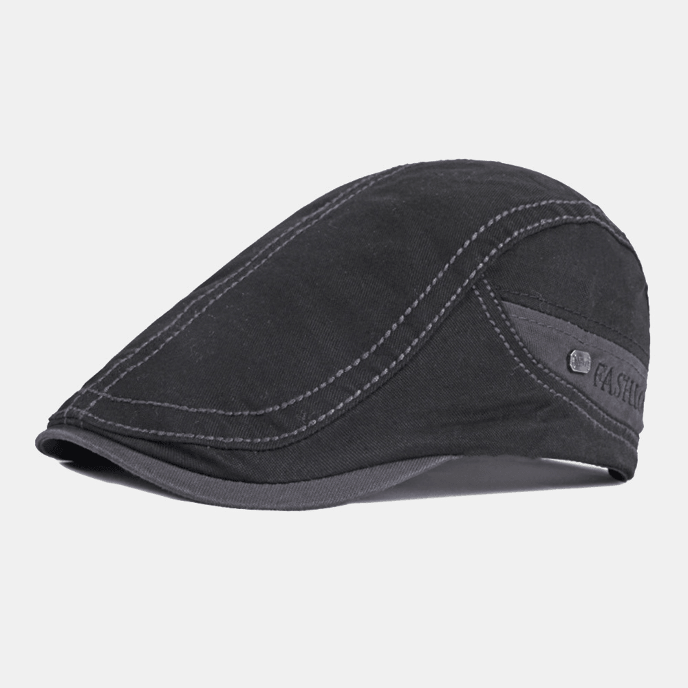 Men Cotton Short Brim Adjustable Beret Cap British Retro Sunshade Breathable Forward Hat - MRSLM