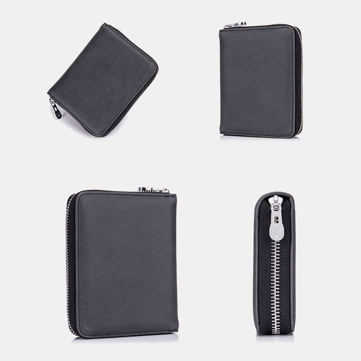 Women Genuine Leather RFID Anti-Theft Organ Design Milti-Card Slot Card Bag Card Holder Wallet - MRSLM