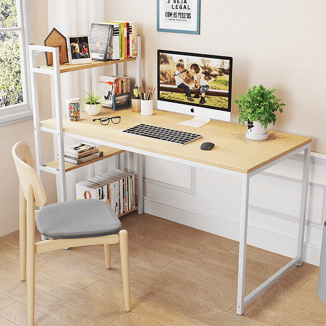 Computer Table Laptop Desk Stuednt Writing Study Desk Laptop Table Home Office Workstation with Book Shelf - MRSLM