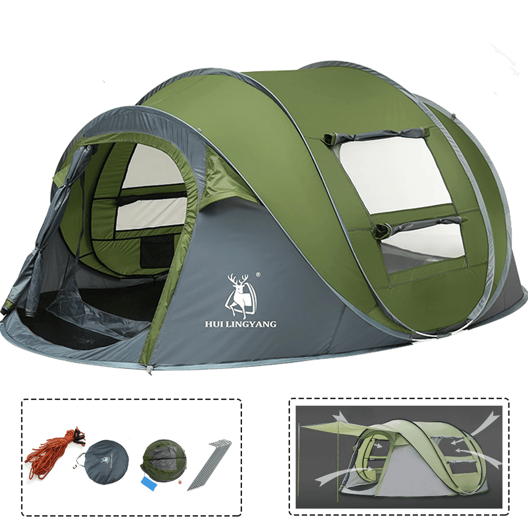 Outdoor 3-4 Persons Camping Tent Automatic Opening Single Layer Canopy Waterproof Anti-Uv Sunshade - MRSLM