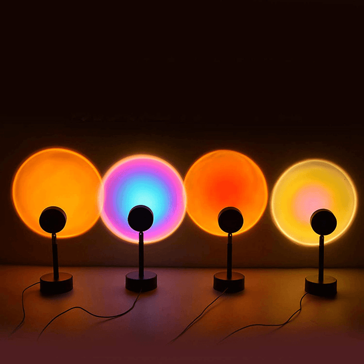 Sunset Lamp Projector LED Rainbow Atmosphere Table Projection Lamp Night Light for Home Bedroom Coffee Shop Wall Decoration - MRSLM