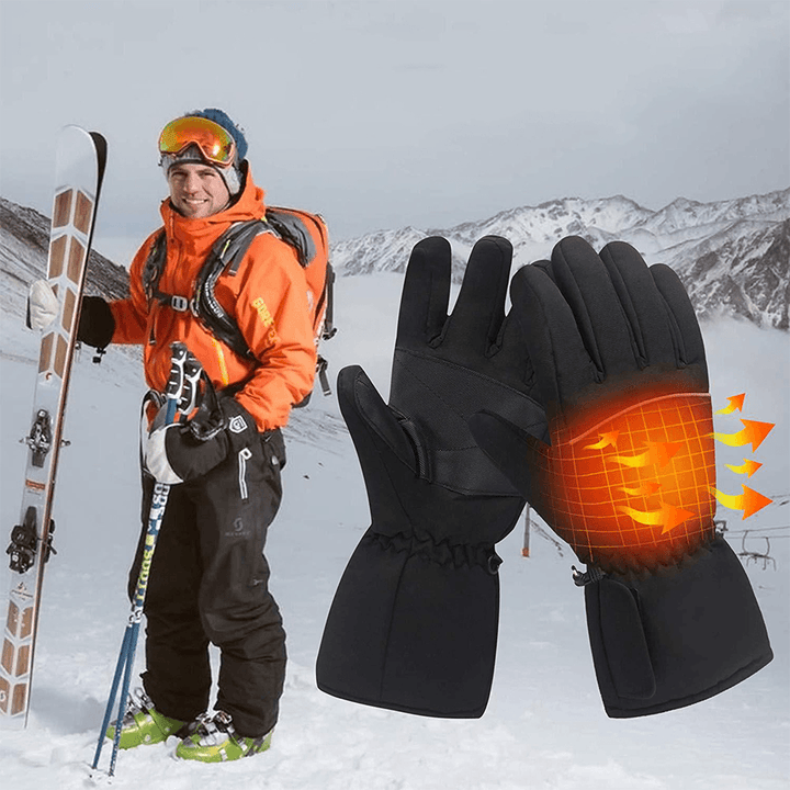 Unisex Touchscreen Battery Heated Windproof Warm Full-Finger Heating Gloves - MRSLM