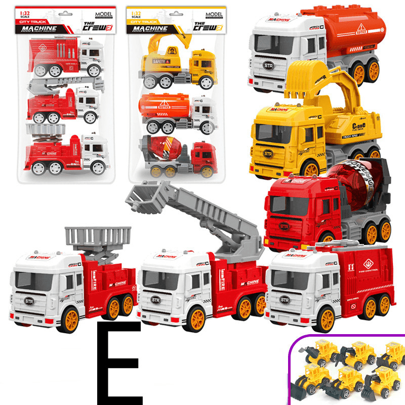 Children'S Car Toy Inertial Crane Excavator Truck Fire Truck Set - MRSLM