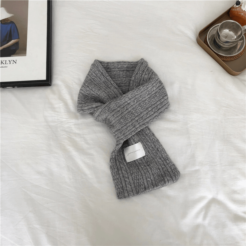 Pure Color Cashmere Knitted Thickened Cross Warm Scarf - MRSLM