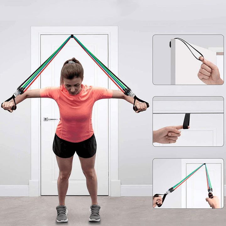 15Pcs Exercise Resistance Bands Set Fitness Latex Yoga Elastic Band Home Gym Training - MRSLM